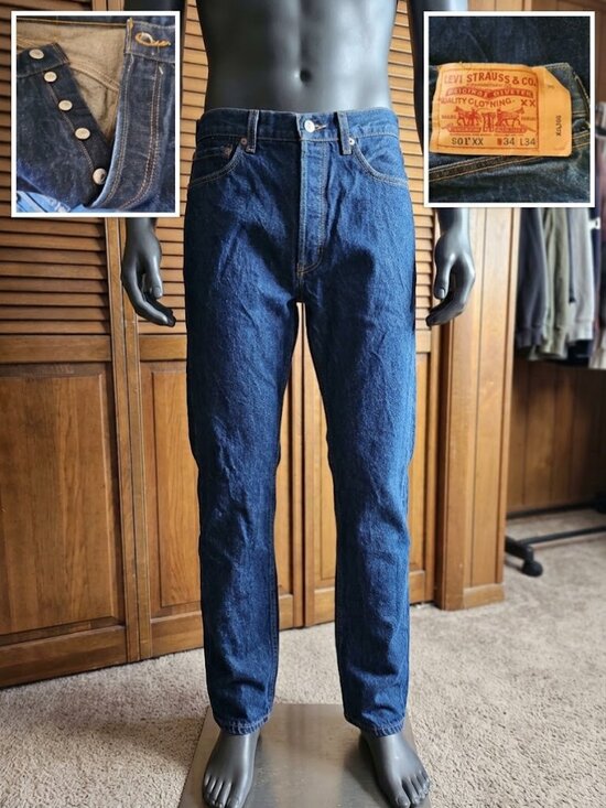 Levi's Other - Levi’s 501 XX Original Fit Button Fly Dark Straight Leg Jeans 34x34 actual 34x32